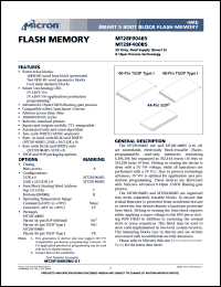 MT28F004B5WG-8TET datasheet: 512K x 8, 143MHz 5V, smart 5 flash memory MT28F004B5WG-8TET