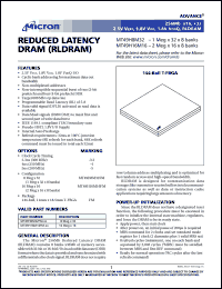 MT49H8M32FM-5 datasheet: 1Meg x 32 x 8 banks, DRAM MT49H8M32FM-5