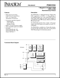 PDM31034SA9SOTR datasheet: 1 megabit 3.3V static RAM 128K x 8-bit revolutionary pinout PDM31034SA9SOTR