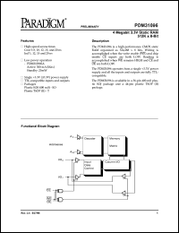 PDM31096SA8SOTY datasheet: 4 megabit 3.3V static RAM 512K x 8-bit revolutionary pinout PDM31096SA8SOTY