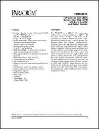 PDM34078SA6TQTY datasheet: 3.3V 32K x 32 fast CMOS synchronous static RAM with burst counter and output register PDM34078SA6TQTY