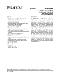 PDM34088SA4Q datasheet: 3.3V 64K x 32 fast CMOS synchronous static RAM with burst counter and output register PDM34088SA4Q