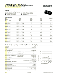 RA-1205SH datasheet: 1W DC/DC converter with 12V input, 5V/200mA output, 2kV isolation RA-1205SH