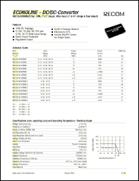 REC10-1305SRWL datasheet: 10W DC/DC converter with 13V input, 5/2000mA output REC10-1305SRWL