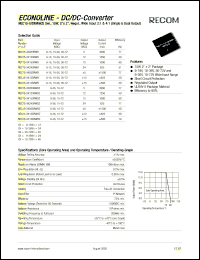 REC15-6512SRWBZ datasheet: 15W DC/DC converter with 65V input, 12/1250mA output REC15-6512SRWBZ