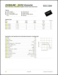 REC2.2-0505DRI datasheet: 2.2W DC/DC converter with 5V input, 5/200mA output REC2.2-0505DRI