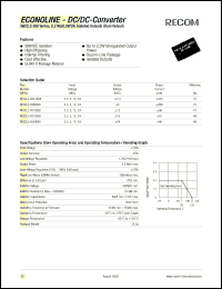 REC2.2-1205DUI datasheet: 2.2W DC/DC converter with 12V input, +-5/+-200mA output REC2.2-1205DUI