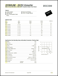 REC2.2-1215SR datasheet: 2.2W DC/DC converter with 12V input, 15/150mA output REC2.2-1215SR