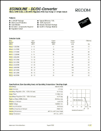 REC2.2-1212SRW datasheet: 2.2W DC/DC converter with 9-18V input, 12V/183mA output REC2.2-1212SRW