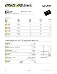 REC2.2-0505SU datasheet: 2.2W DC/DC converter with 5V input, 5V/400mA output REC2.2-0505SU