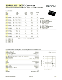 REC3-2205SRW datasheet: 3W DC/DC converter with 22V input, 5V/600mA output REC3-2205SRW