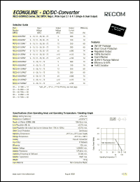 REC3-5305SRWZ datasheet: 3W DC/DC converter with 53V input, 5V/600mA output REC3-5305SRWZ