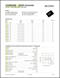 RF-093.3SH datasheet: 1.25W DC/DC converter with 9V input, 3.3V/378mA output, 2kV isolation RF-093.3SH