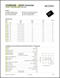 RF-1505SH datasheet: 1.25W DC/DC converter with 15V input, 5V/250mA output, 2kV isolation RF-1505SH
