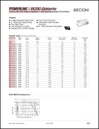 RP03-1205DA datasheet: 3W DC/DC converter with 9-18V input, +-5V/+-250mA output, 2kV isolation RP03-1205DA