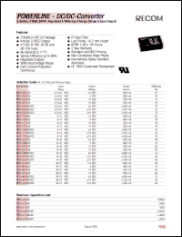 RP03-0505DE datasheet: 3W DC/DC converter with 4.5-6.0V input, +-5/+-300mA output RP03-0505DE