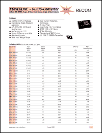 RP03-1205DG datasheet: 3W DC/DC converter with 9-18V input, +-5/+-300mA output RP03-1205DG