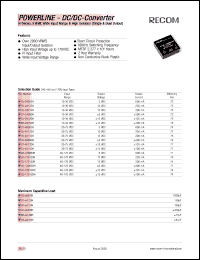 RP03-4805DH datasheet: 3W DC/DC converter with 20-75V input, +-5/+-300mA output RP03-4805DH