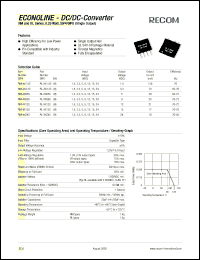 RM-0505S datasheet: 0.25W DC/DC converter with 5V input, 5/50mA output RM-0505S