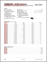 RP05-1215DE datasheet: 5W DC/DC converter with 9-18V input, +-15/+-190mA output, 2kV isolation RP05-1215DE