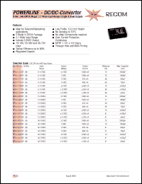 RP05-4833SFH datasheet: 5W DC/DC converter with 36-75V input, 33/1000mA output, 2kV isolated RP05-4833SFH