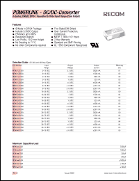 RP08-1233SA datasheet: 8W DC/DC converter with 9-18V input, 3.3V/2000mA output RP08-1233SA