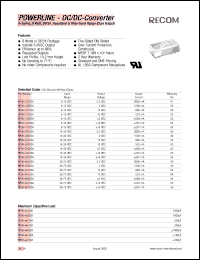 RP08-1215SA datasheet: 8W DC/DC converter with 9-18V input, 15V/533mA output RP08-1215SA