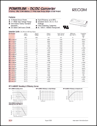 RP15-1205SF datasheet: 15W DC/DC converter with 9-18V input, 5V/3000mA output RP15-1205SF