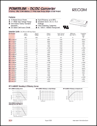 RP15-4812SF datasheet: 15W DC/DC converter with 36-75V input, 12V/1250mA output RP15-4812SF