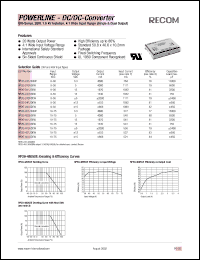 RP20-243.3SEW datasheet: 20W DC/DC converter with 9-36V input, 3.3V/4000mA output RP20-243.3SEW