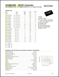 REC5-113.3SRWL datasheet: 5W DC/DC converter with 11V input, 3.3V/1500mA output REC5-113.3SRWL