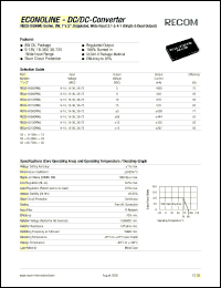 REC8-4205SRWL datasheet: 8W DC/DC converter with 42V input, 5V/1600mA output REC8-4205SRWL