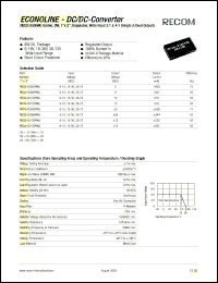 REC8-2009SRWL datasheet: 8W DC/DC converter with 20V input, 9V/888mA output REC8-2009SRWL