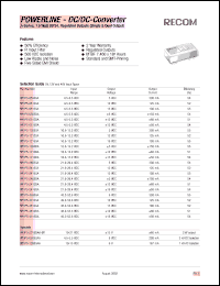 RP1P5-1205SA datasheet: 1.5W DC/DC converter with 10.8-13.2V input, 5V/300mA output RP1P5-1205SA