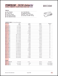 RP1P5-1212DA datasheet: 1.5W DC/DC converter with 10.8-13.2V input, +-12V/+-60mA output RP1P5-1212DA