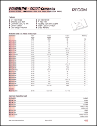 RP60-1205DE datasheet: 60W DC/DC converter with 9-18V input, +-5V/+10/-2A output RP60-1205DE