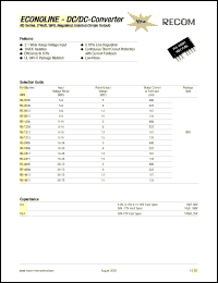 RS-1215 datasheet: 2W DC/DC converter with 9-18V input, 15V/133mA output RS-1215