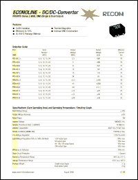 RTS-1505 datasheet: 2W DC/DC converter with 15V input, 5V/400mA output RTS-1505