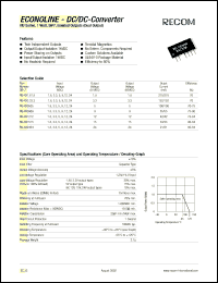 RU-053.33.3 datasheet: 1W DC/DC converter with 5V input, 3.3V/152mA output RU-053.33.3