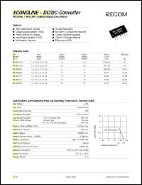 RU-1205 datasheet: 1W DC/DC converter with 12V input, 5V/100mA output RU-1205