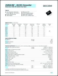 R12I12 datasheet: 1W DC/DC converter with 12V input, 12V/167mA output R12I12