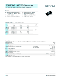 R09P15D datasheet: 1W DC/DC converter with 9V input, +-15V/+-33mA output R09P15D