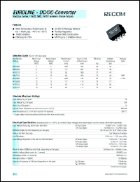 R05SS09 datasheet: 1W DC/DC converter with 5V input, 9V/111mA output R05SS09