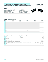 R12T0509 datasheet: 1W DC/DC converter with 12V input, 5/9V/100mA output R12T0509