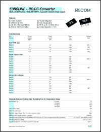 R05X15 datasheet: 1W DC/DC converter with 5V input, 15V/67mA output R05X15