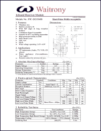 PIC-2021SMB datasheet: Infrared receiver module. Short pulse width acceptable. PIC-2021SMB