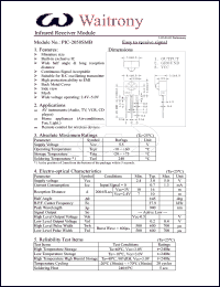 PIC-2058SMB datasheet: Infrared receiver module. Easy to receive signal. PIC-2058SMB