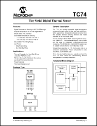 TC74A1-5.0VAT datasheet: Tiny serial digital thermal sensor, address: 1001 001 TC74A1-5.0VAT