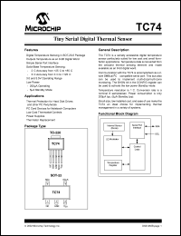 TC74A2-5.0VCT datasheet: Tiny serial digital thermal sensor, address: 1001 010 TC74A2-5.0VCT