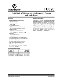 TC820CPL datasheet: 3-3/4 digit A/D converter with frequency counter and logic probe TC820CPL